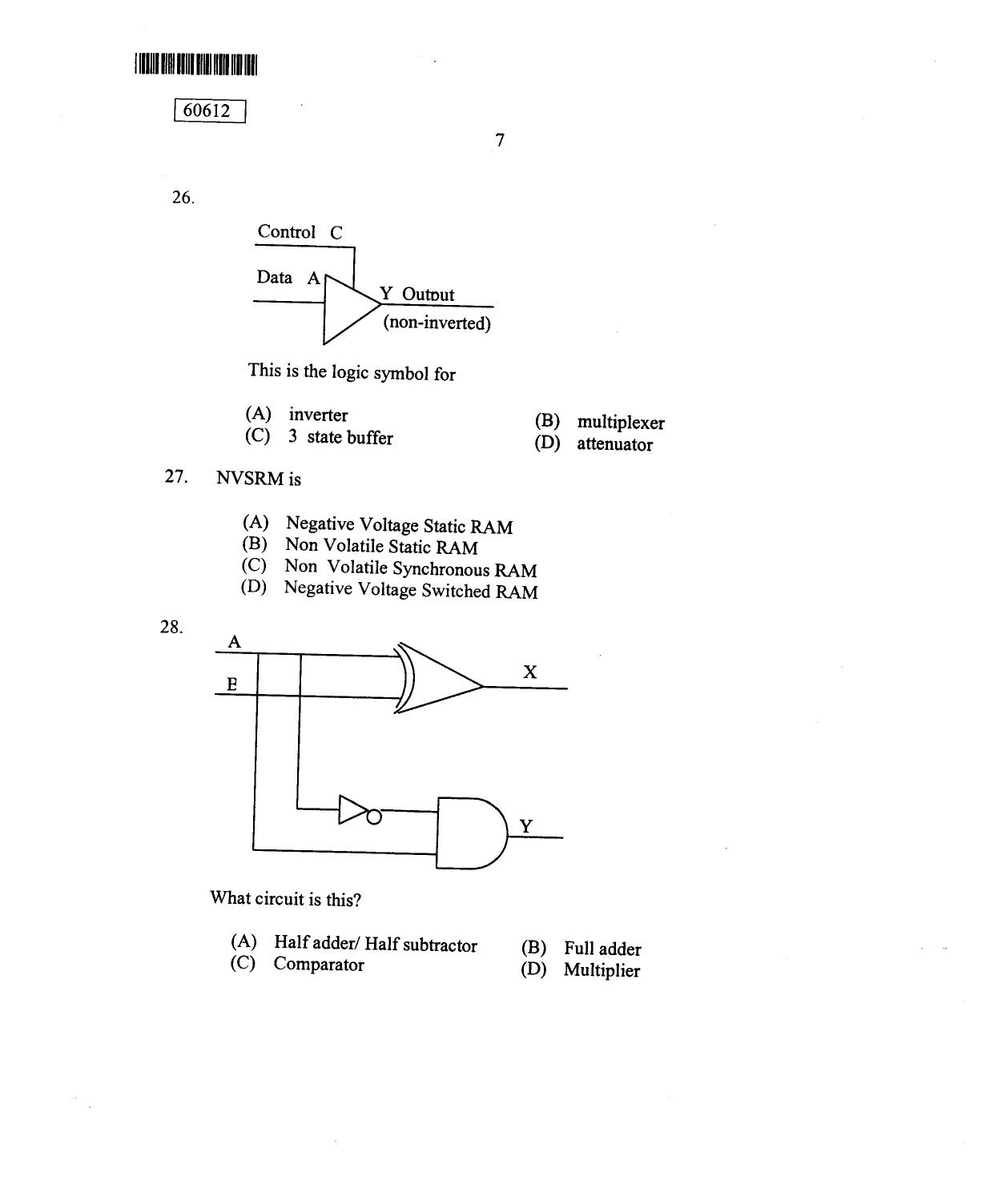 CUSAT CAT 2012 Electronic Science Question Paper - Page 8