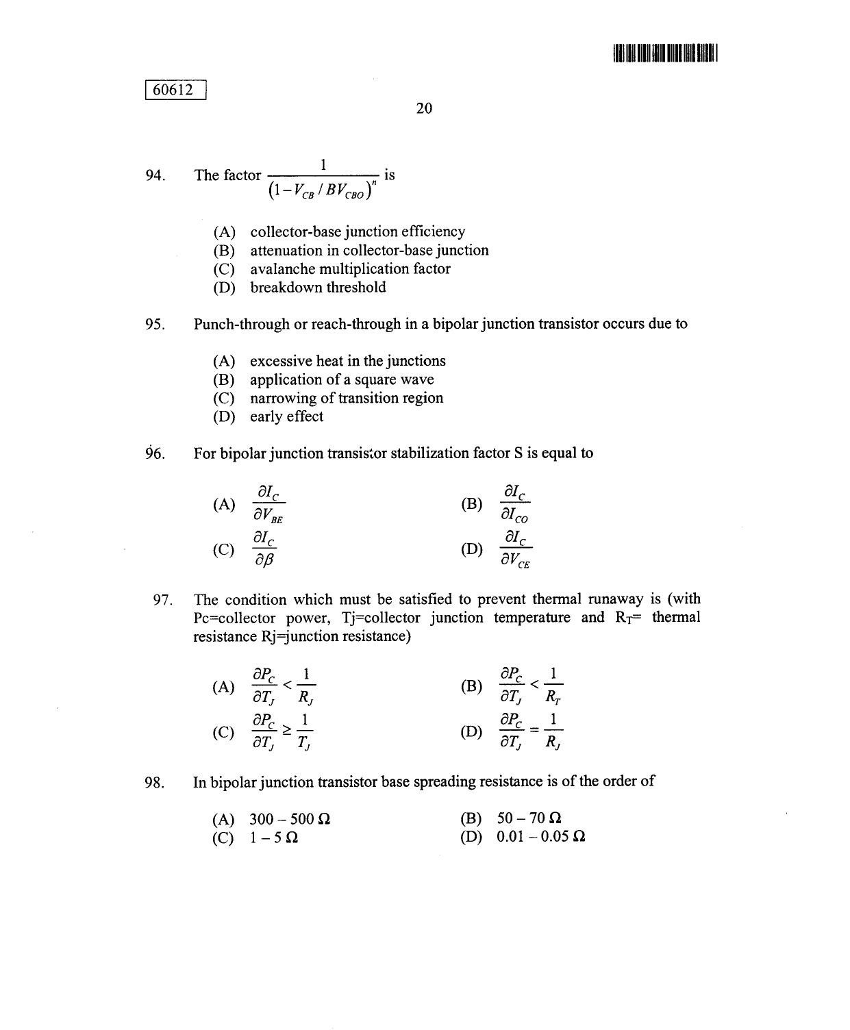 CUSAT CAT 2012 Electronic Science Question Paper - Page 21