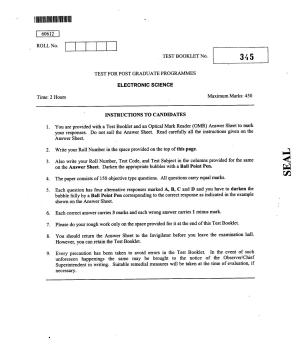 CUSAT CAT 2012 Electronic Science Question Paper