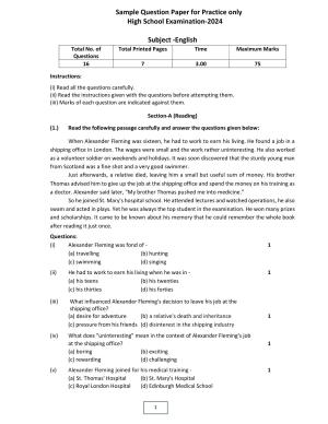 MP Board Class 10 English 2024 Sample Paper