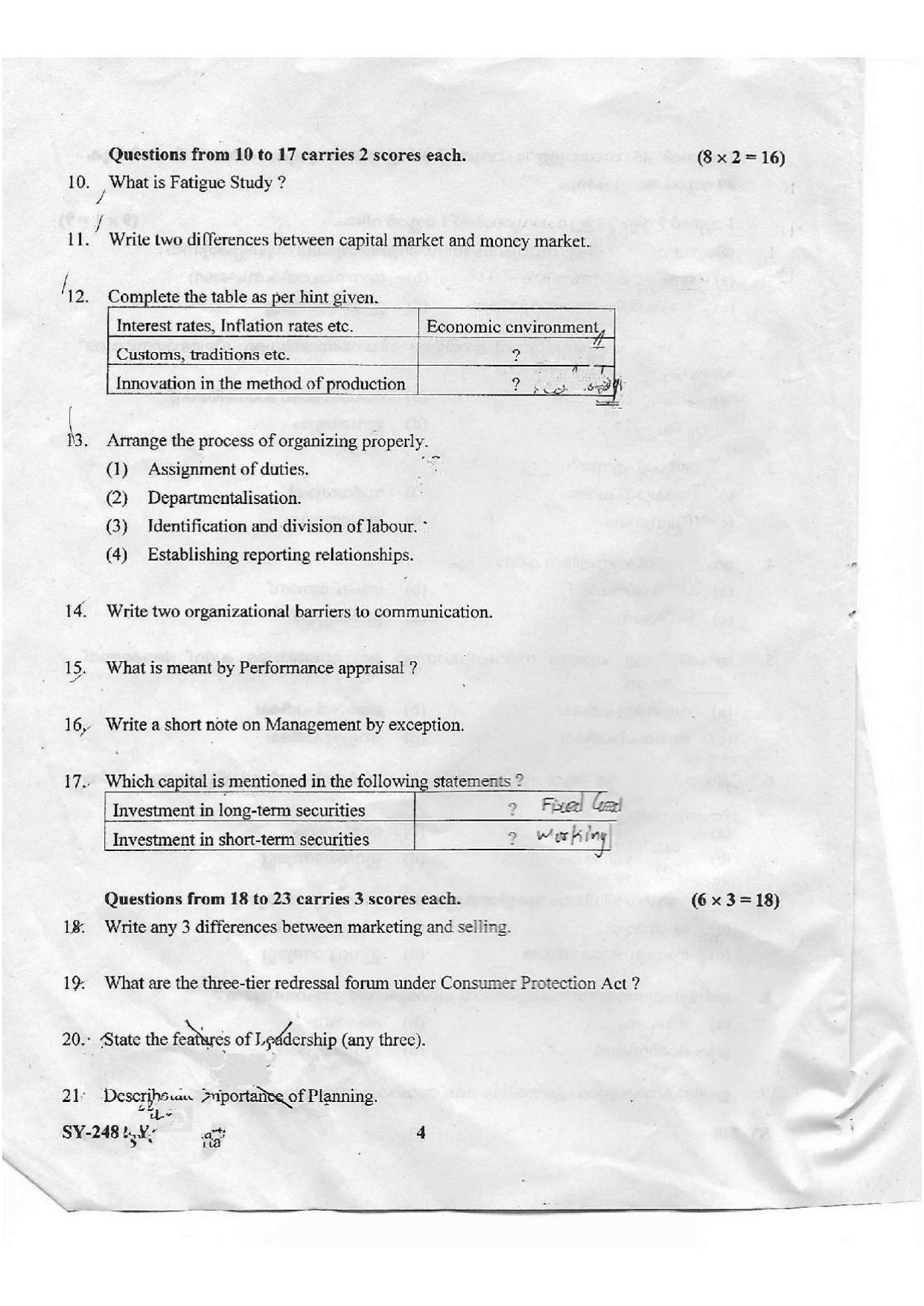 Kerala Plus Two 2021 Business Studies Annual Question Paper - Page 4