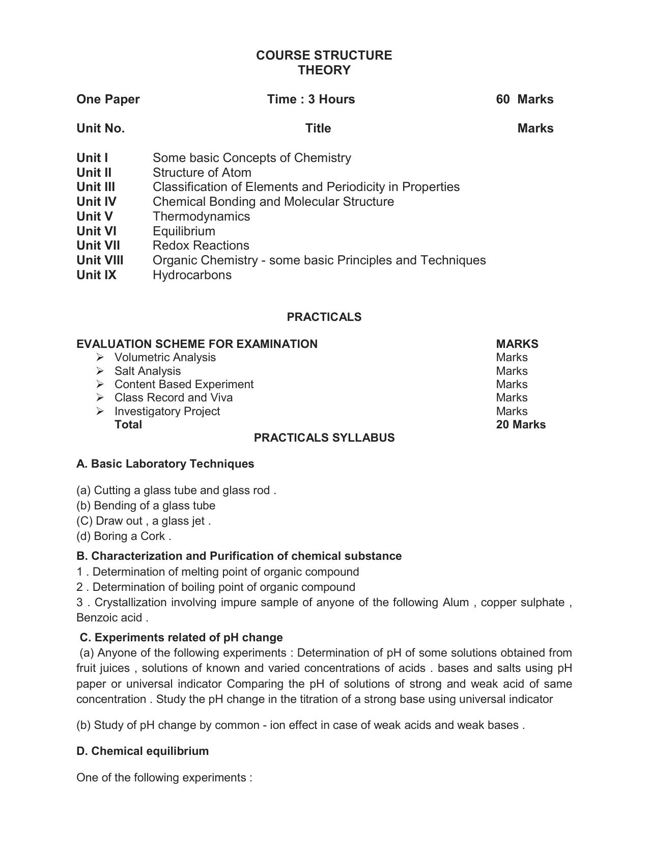 HP Board Class 11th Syllabus for Chemistry - Page 2