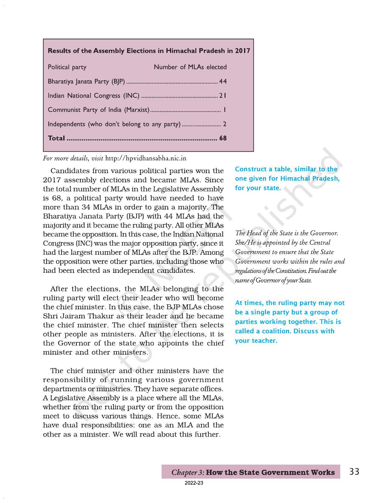 NCERT Book for Class 7 Social Science(Civics): Chapter 3-How the State Government Works - Page 4