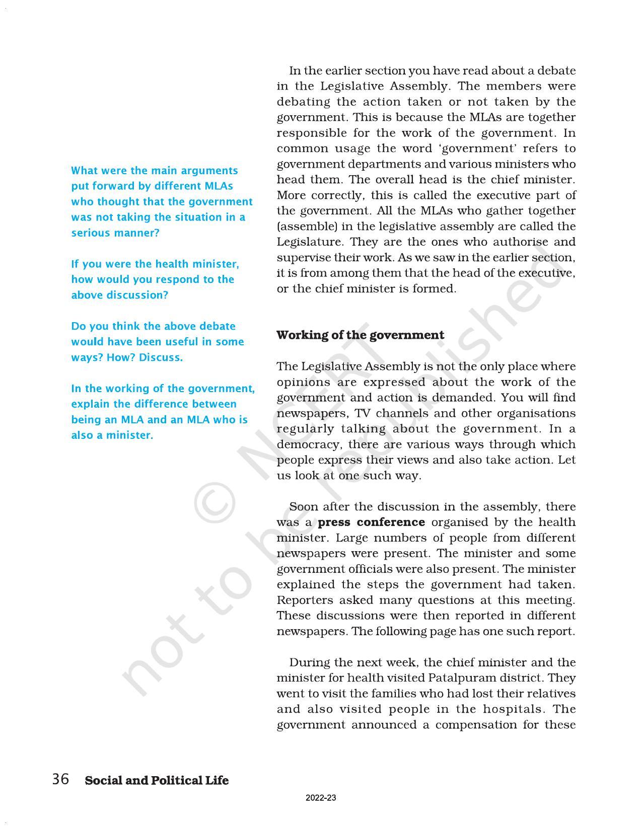 NCERT Book for Class 7 Social Science(Civics): Chapter 3-How the State Government Works - Page 7