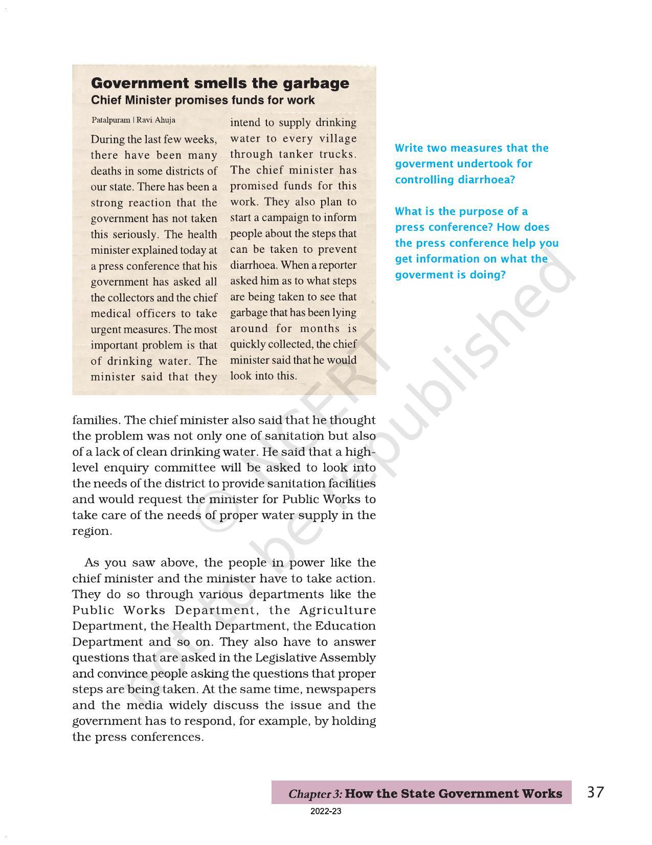 NCERT Book for Class 7 Social Science(Civics): Chapter 3-How the State Government Works - Page 8