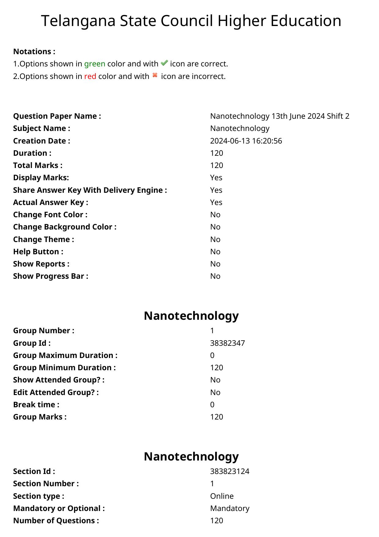 TS PGECET 2024: Nano-Technology Question Papers with Answer - Page 1