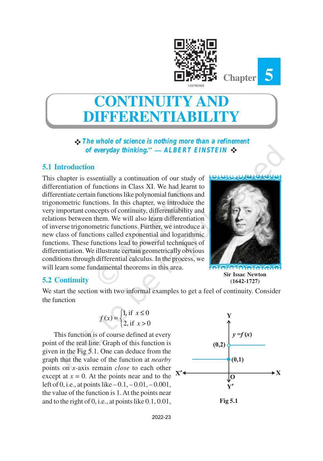 NCERT Book for Class 12 Maths Chapter 5 Continuity and Differentiability - Page 1