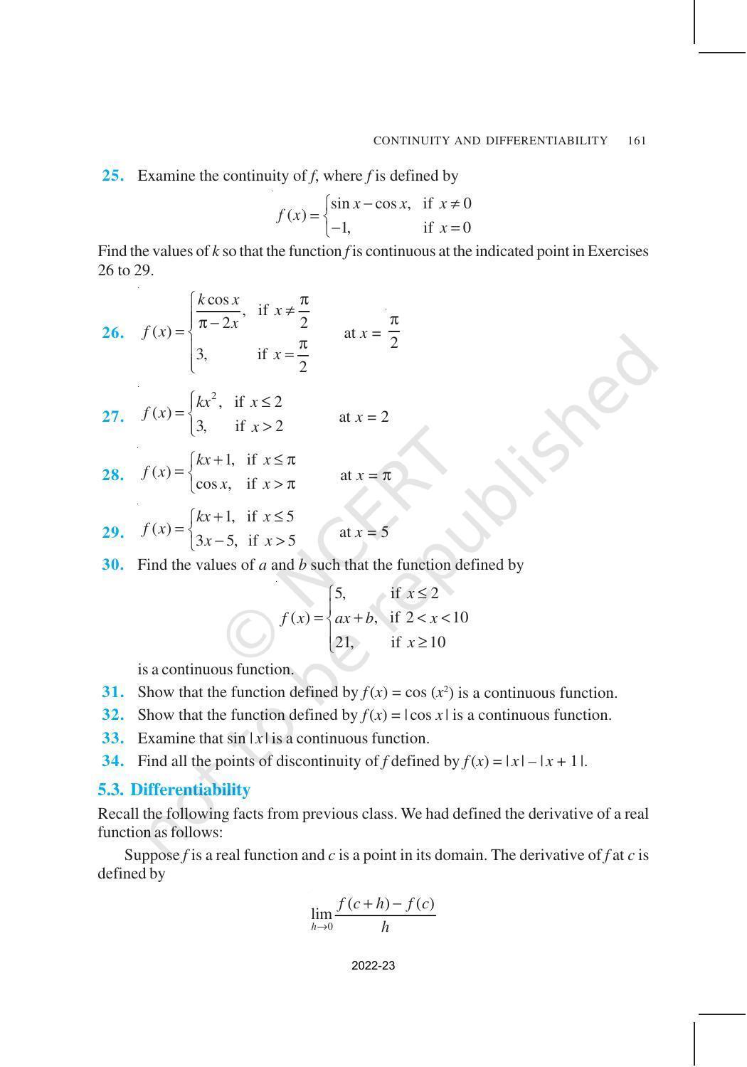 NCERT Book for Class 12 Maths Chapter 5 Continuity and Differentiability - Page 15