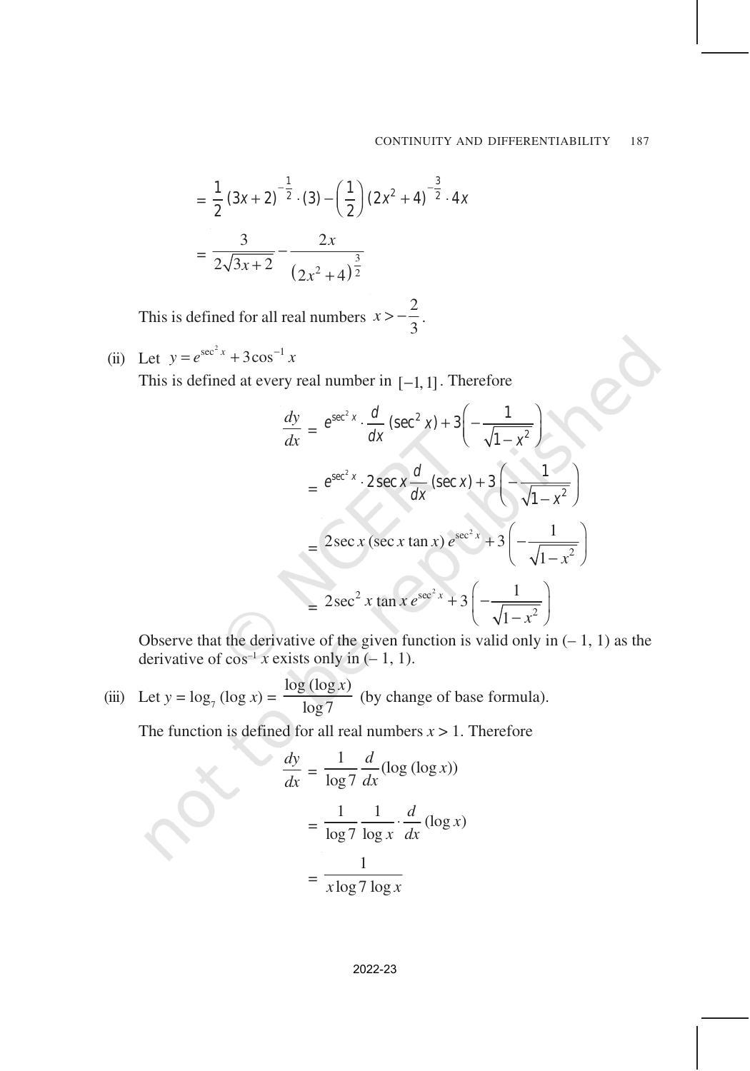 NCERT Book for Class 12 Maths Chapter 5 Continuity and Differentiability - Page 41