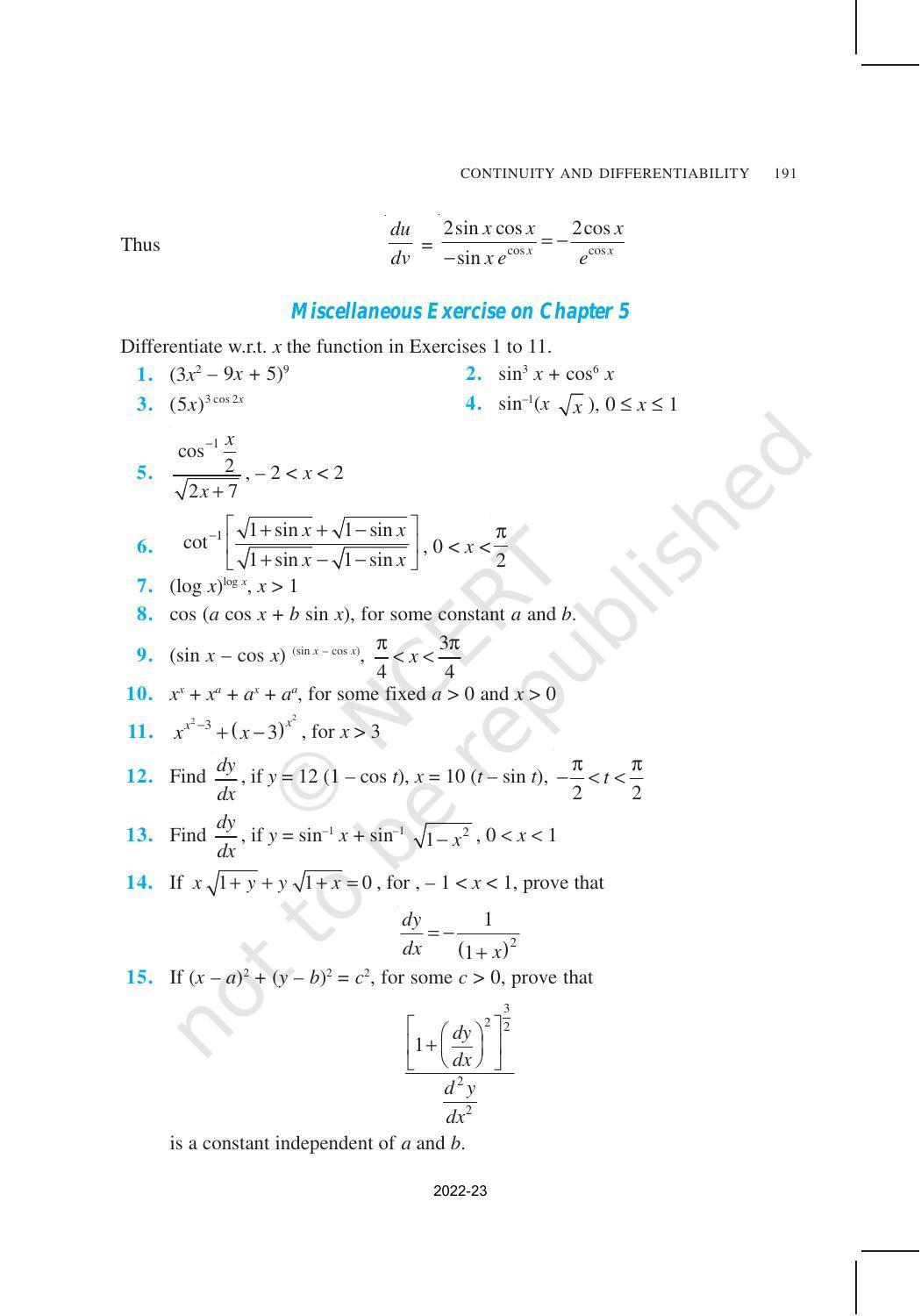 NCERT Book for Class 12 Maths Chapter 5 Continuity and Differentiability - Page 45
