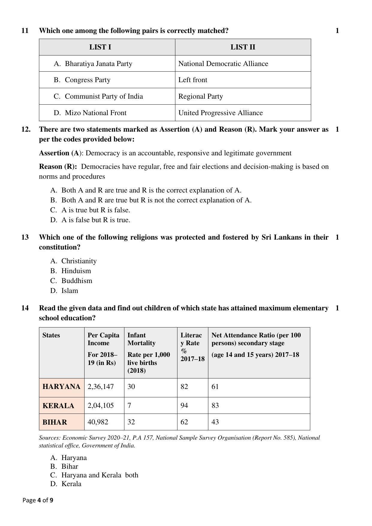CBSE Class 10 Social Science Sample Papers 2023 - Page 4