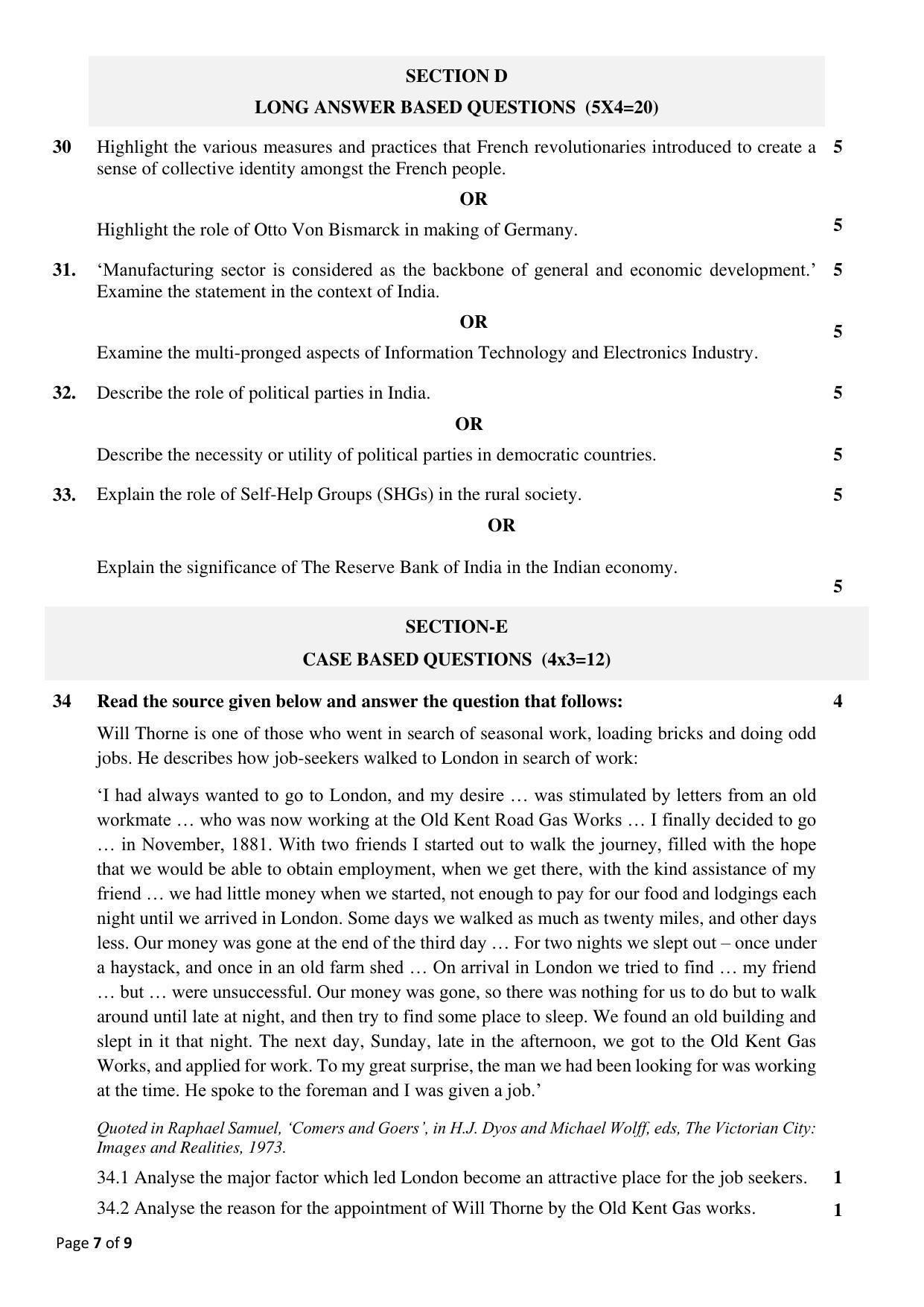 CBSE Class 10 Social Science Sample Papers 2023 - Page 7
