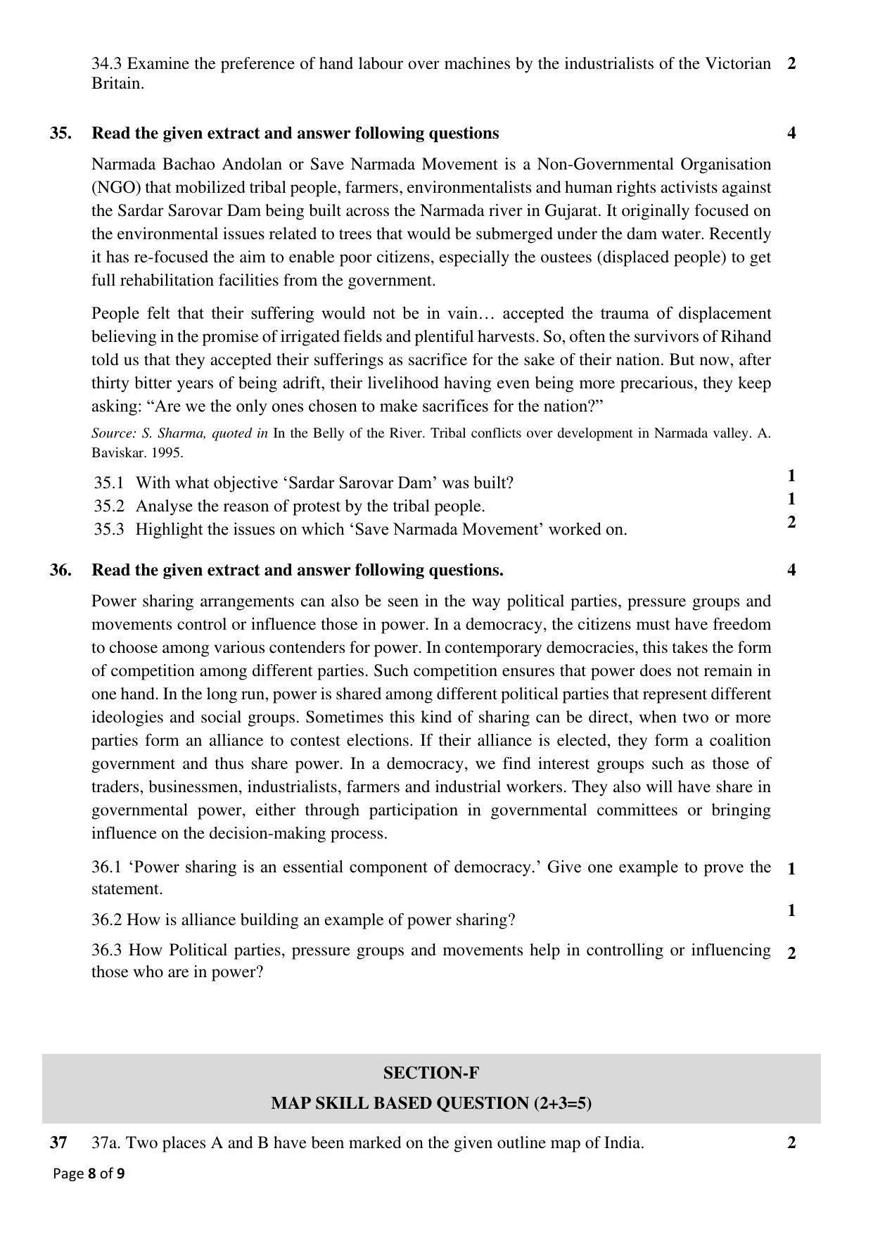CBSE Class 10 Social Science Sample Papers 2023 - Page 8