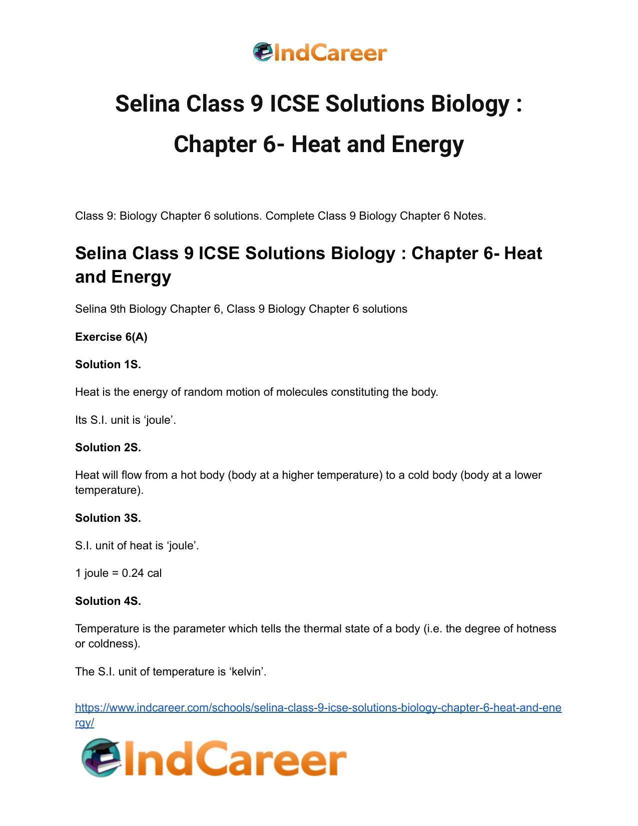 Selina Class 9 ICSE Solutions Biology : Chapter 6- Heat and Energy - Page 2