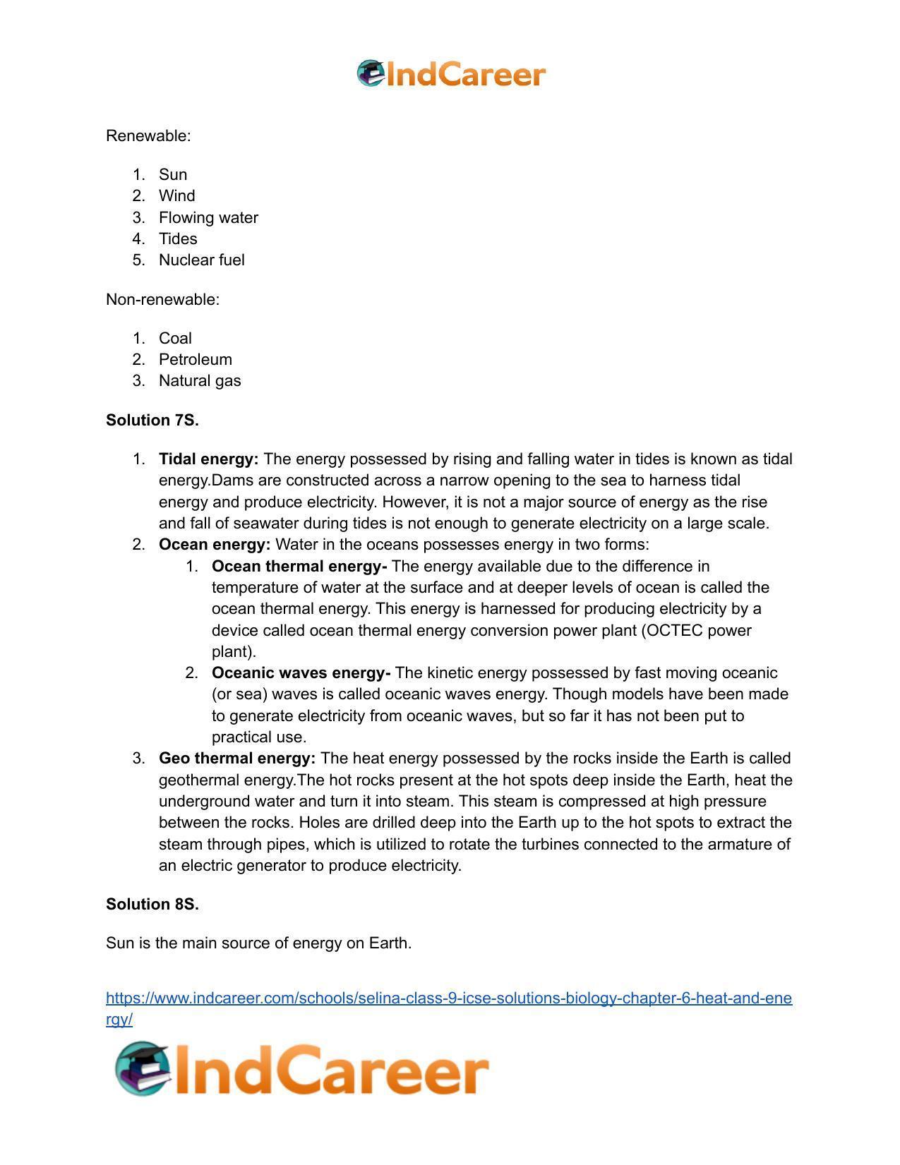Selina Class 9 ICSE Solutions Biology : Chapter 6- Heat and Energy - Page 16