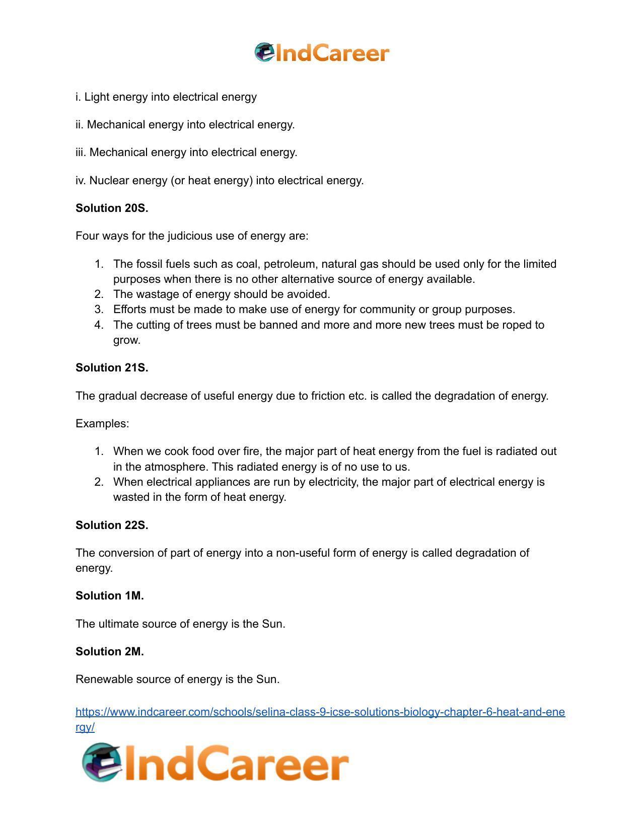 Selina Class 9 ICSE Solutions Biology : Chapter 6- Heat and Energy - Page 20