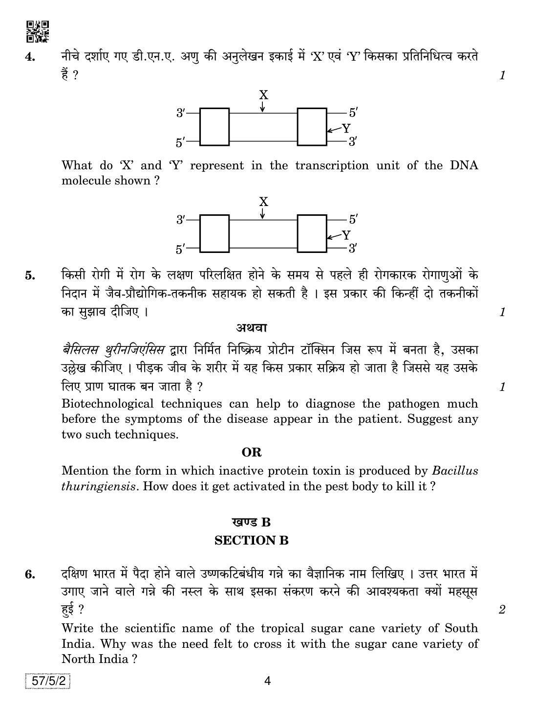CBSE Class 12 57-5-2 Biology 2019 Question Paper - Page 4