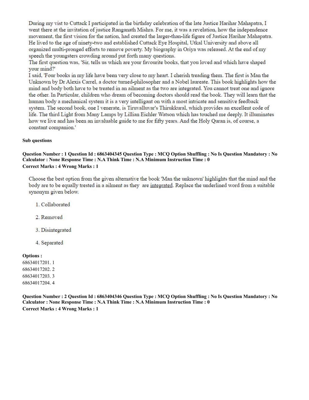 CUET PG 2023: SCQP19 – Mathematics (Eng.) - Shift 1 (5-06-2023) Question Paper - Page 2