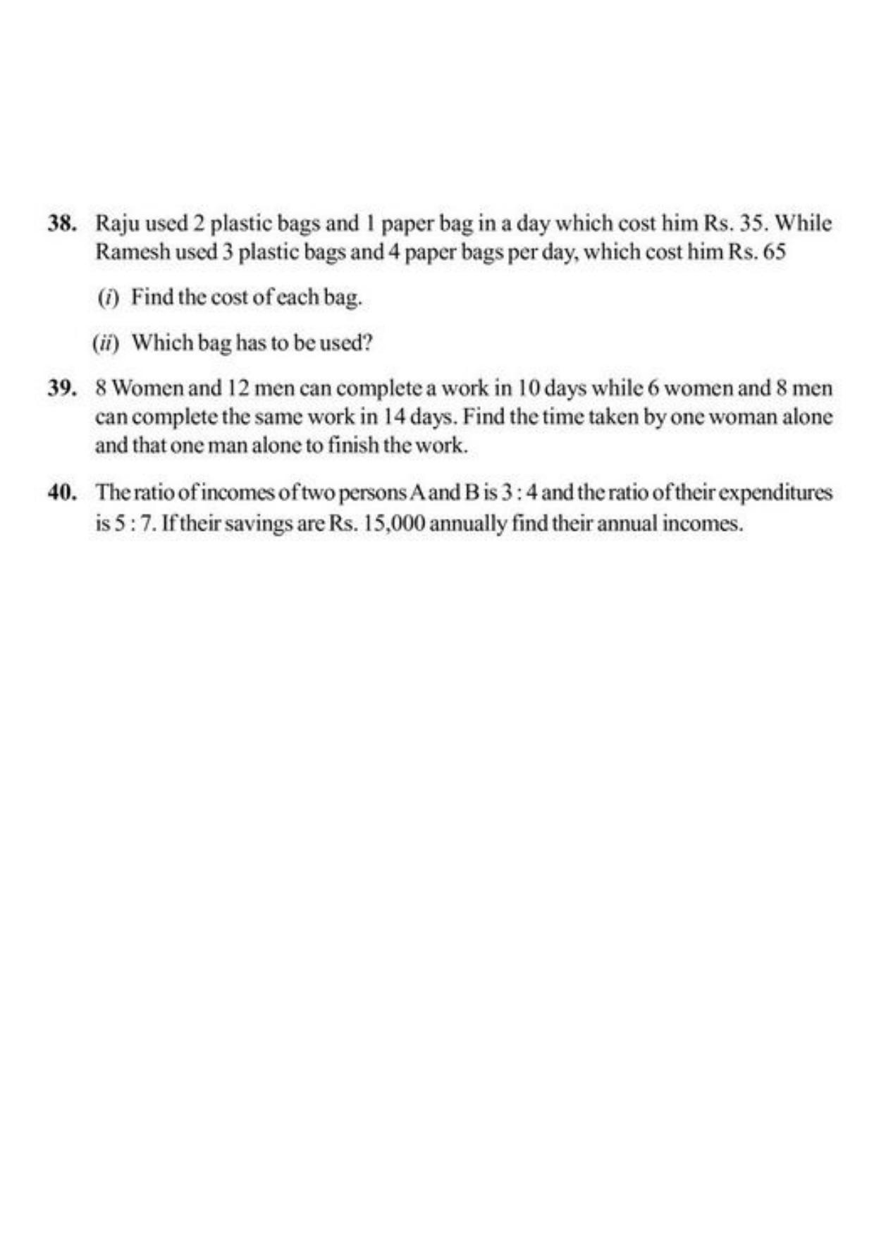 Class 10 Notes, Question & Practice Paper - Mathematics (Topic 3 : Pair of Linear Equations in Two Variables) - Page 9