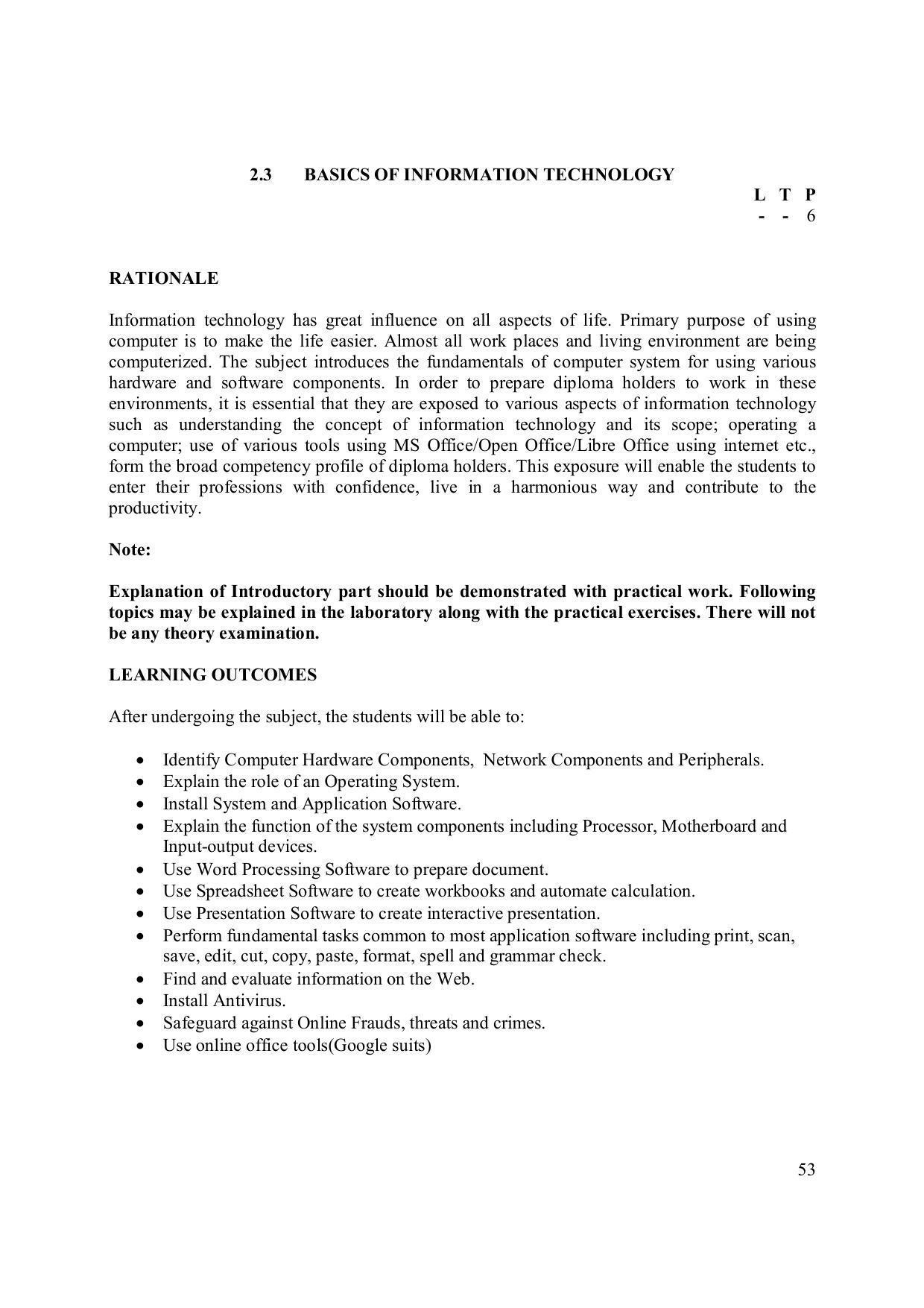 EFFECTIVE FROM JULY 2019-20 - SIX SEMESTER DIPLOMA COURSE IN ELECTRONICS ENGINEERING (MICRO ELECTRONICS) - Page 58