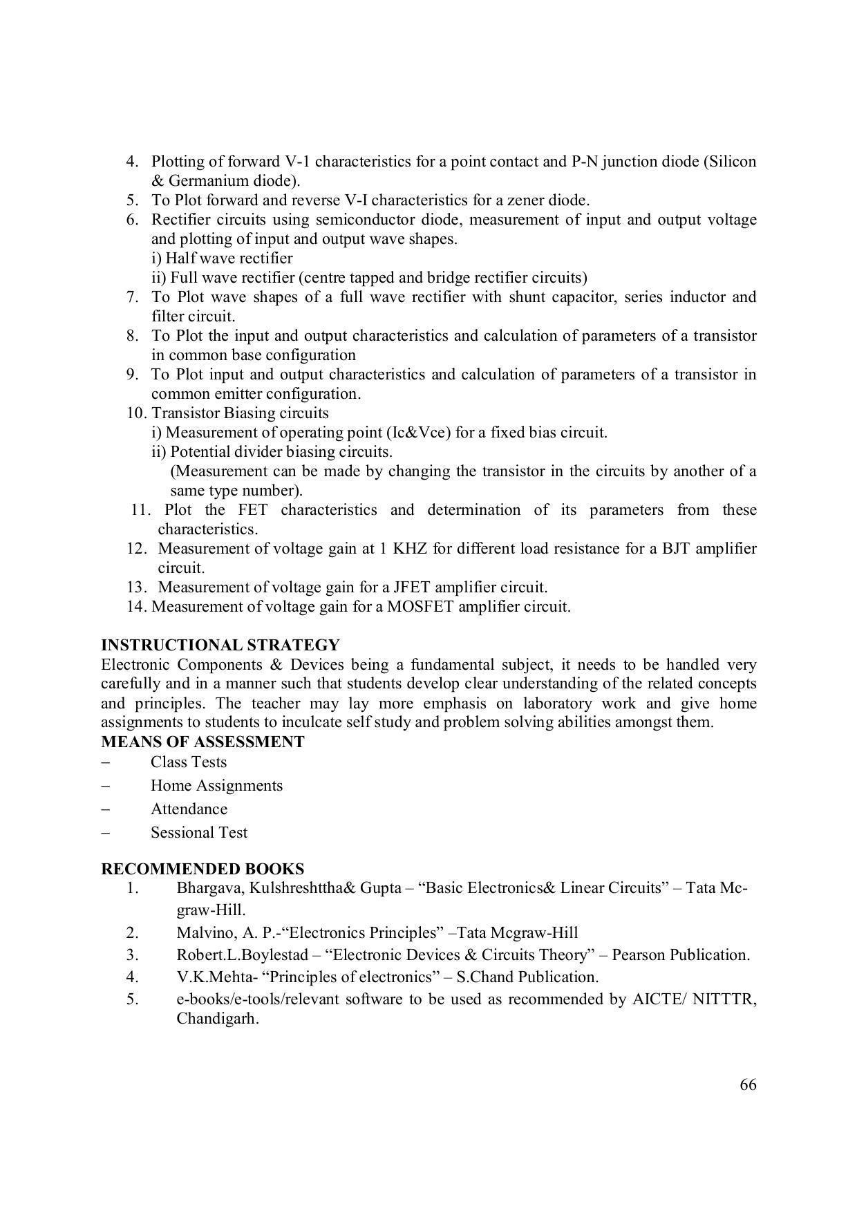 EFFECTIVE FROM JULY 2019-20 - SIX SEMESTER DIPLOMA COURSE IN ELECTRONICS ENGINEERING (MICRO ELECTRONICS) - Page 71