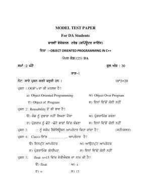 PSEB Class 12th Computer Science (Vocational DA Students) Model Paper 2024