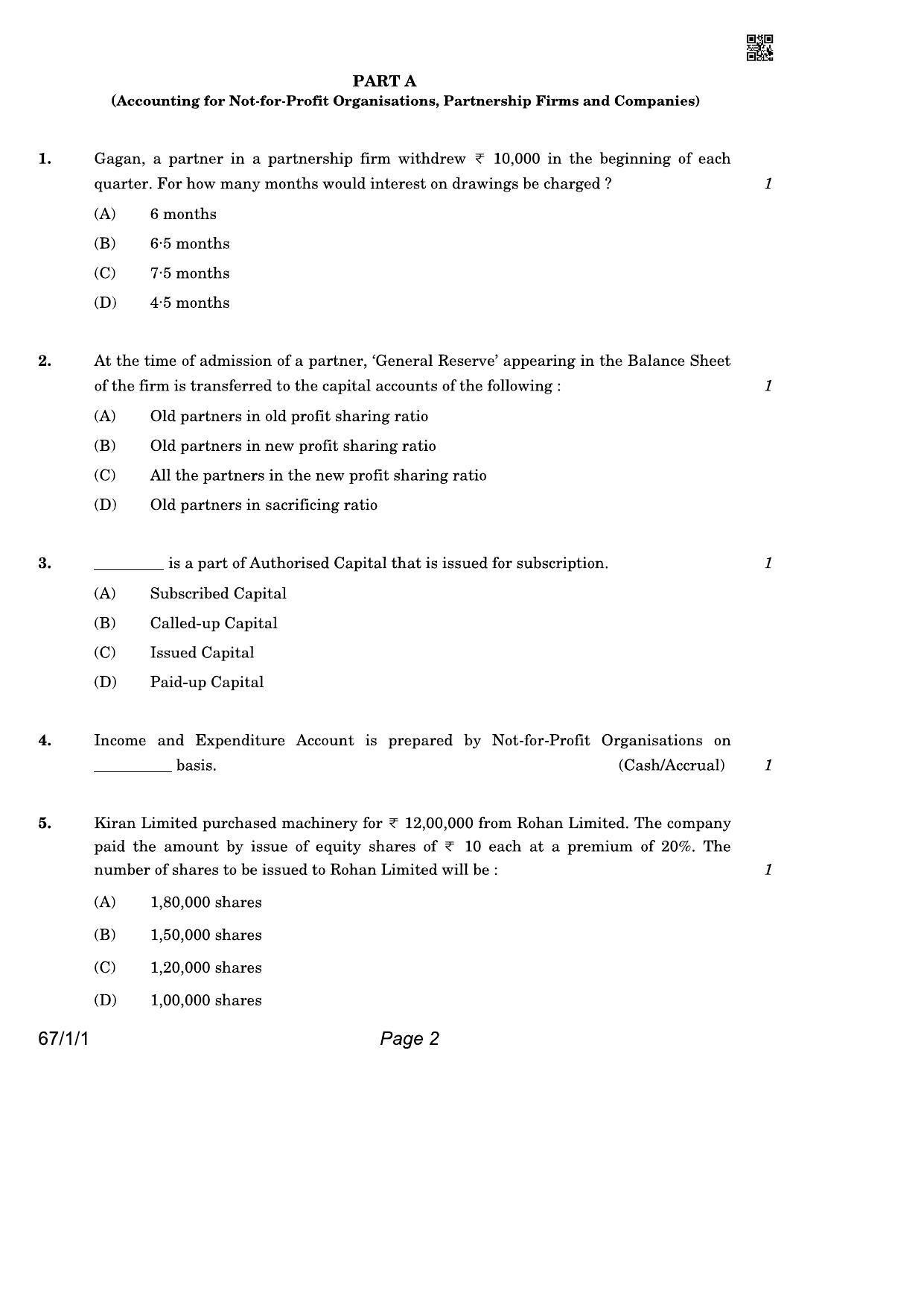 CBSE Class 12 QP_055_Accountancy 2021 Compartment Question Paper - Page 2