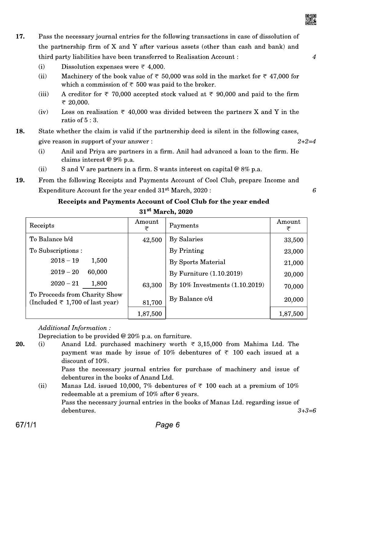 CBSE Class 12 QP_055_Accountancy 2021 Compartment Question Paper - Page 6