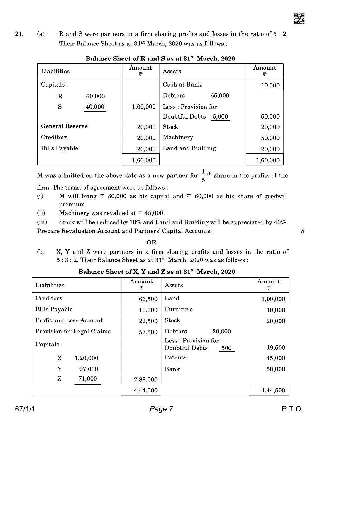 CBSE Class 12 QP_055_Accountancy 2021 Compartment Question Paper - Page 7