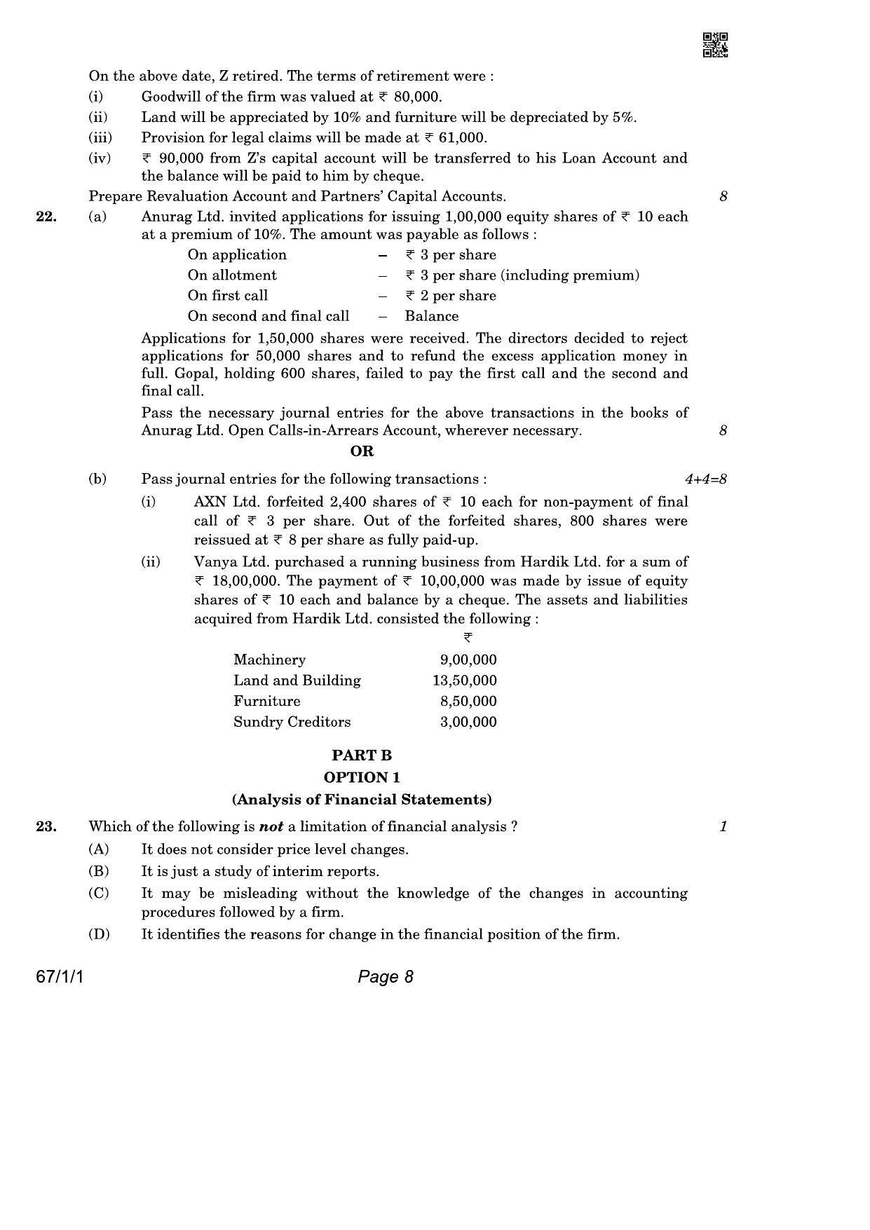 CBSE Class 12 QP_055_Accountancy 2021 Compartment Question Paper - Page 8