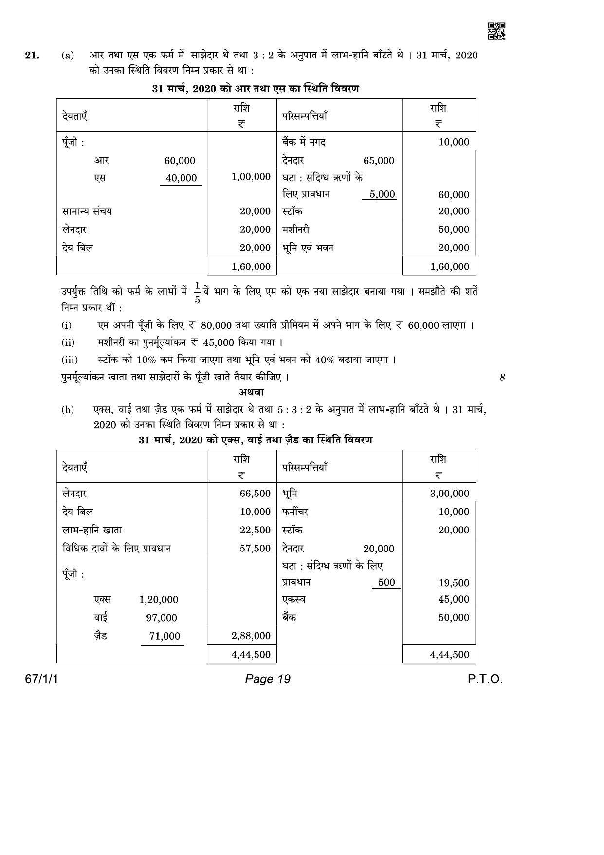 CBSE Class 12 QP_055_Accountancy 2021 Compartment Question Paper - Page 19