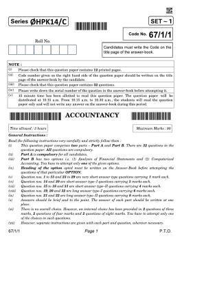 CBSE Class 12 QP_055_Accountancy 2021 Compartment Question Paper