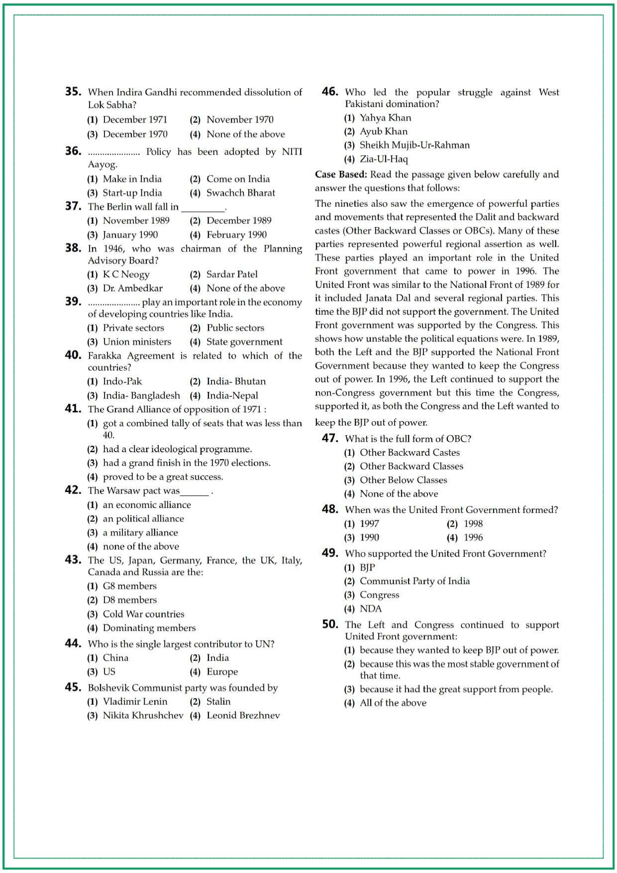 CUET Political Science Sample Paper 4 - Page 3