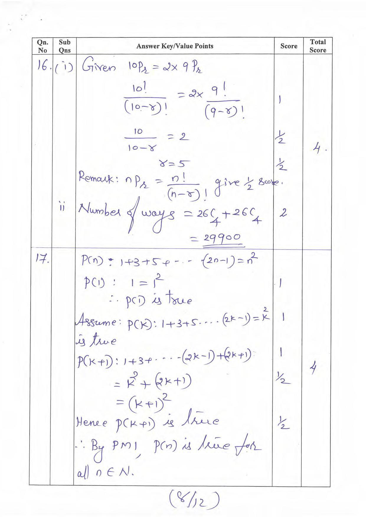 Kerala Plus One 2022 Maths (Commerce) Answer Key - Page 8