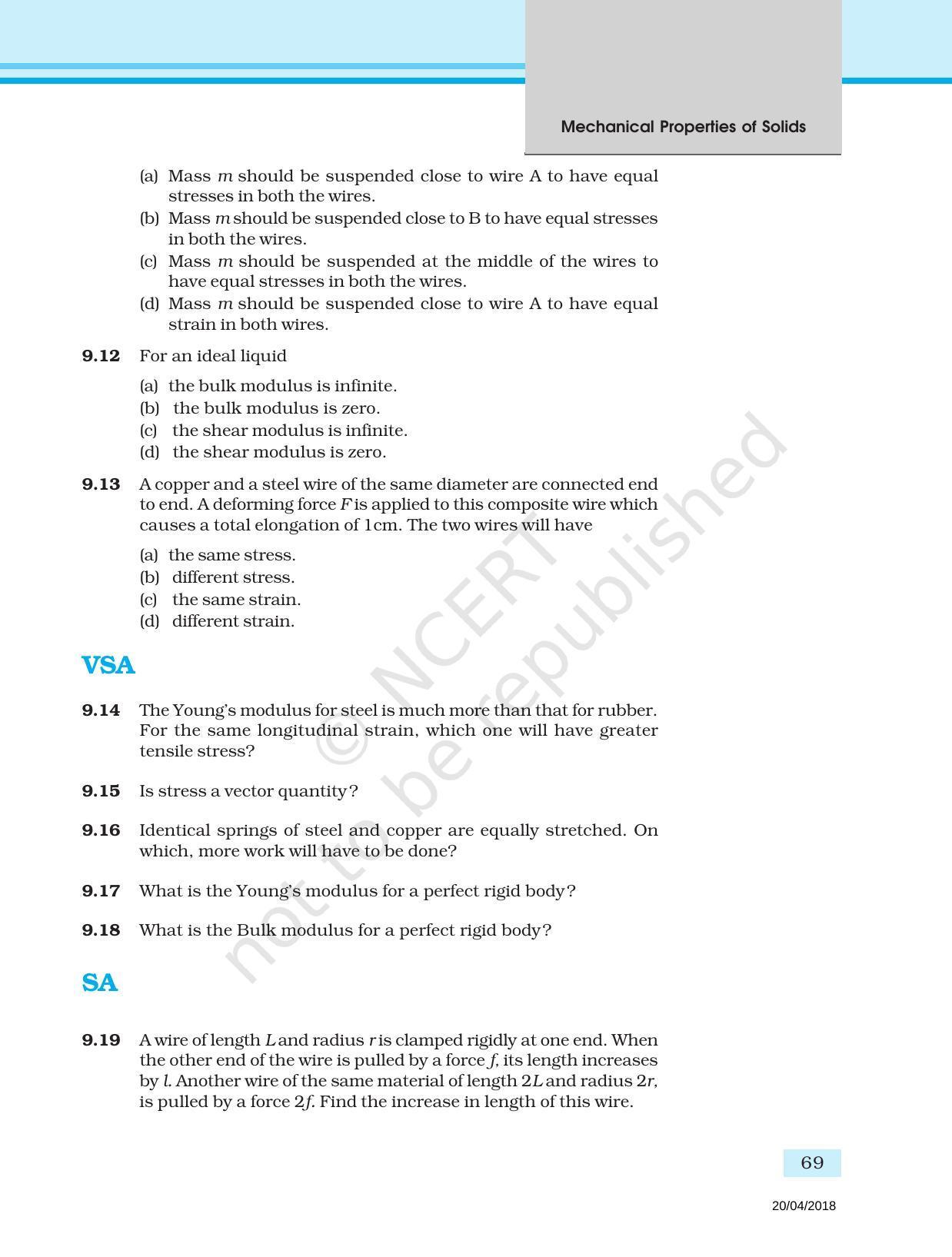 NCERT Exemplar Book for Class 11 Physics: Chapter 8 Mechanical Properties of Solids - Page 5