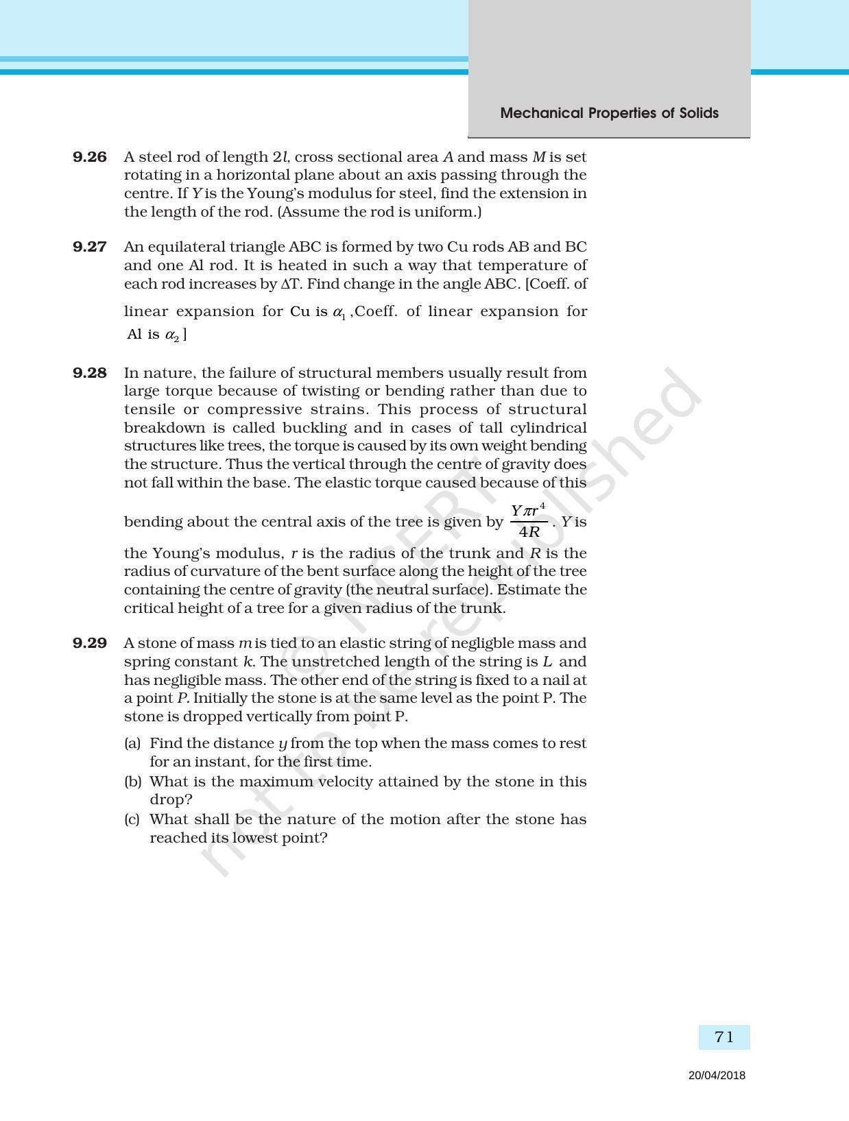 NCERT Exemplar Book for Class 11 Physics: Chapter 8 Mechanical Properties of Solids - Page 7