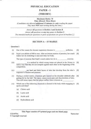 ISC Class 12 Physical Education 2024 Question Paper