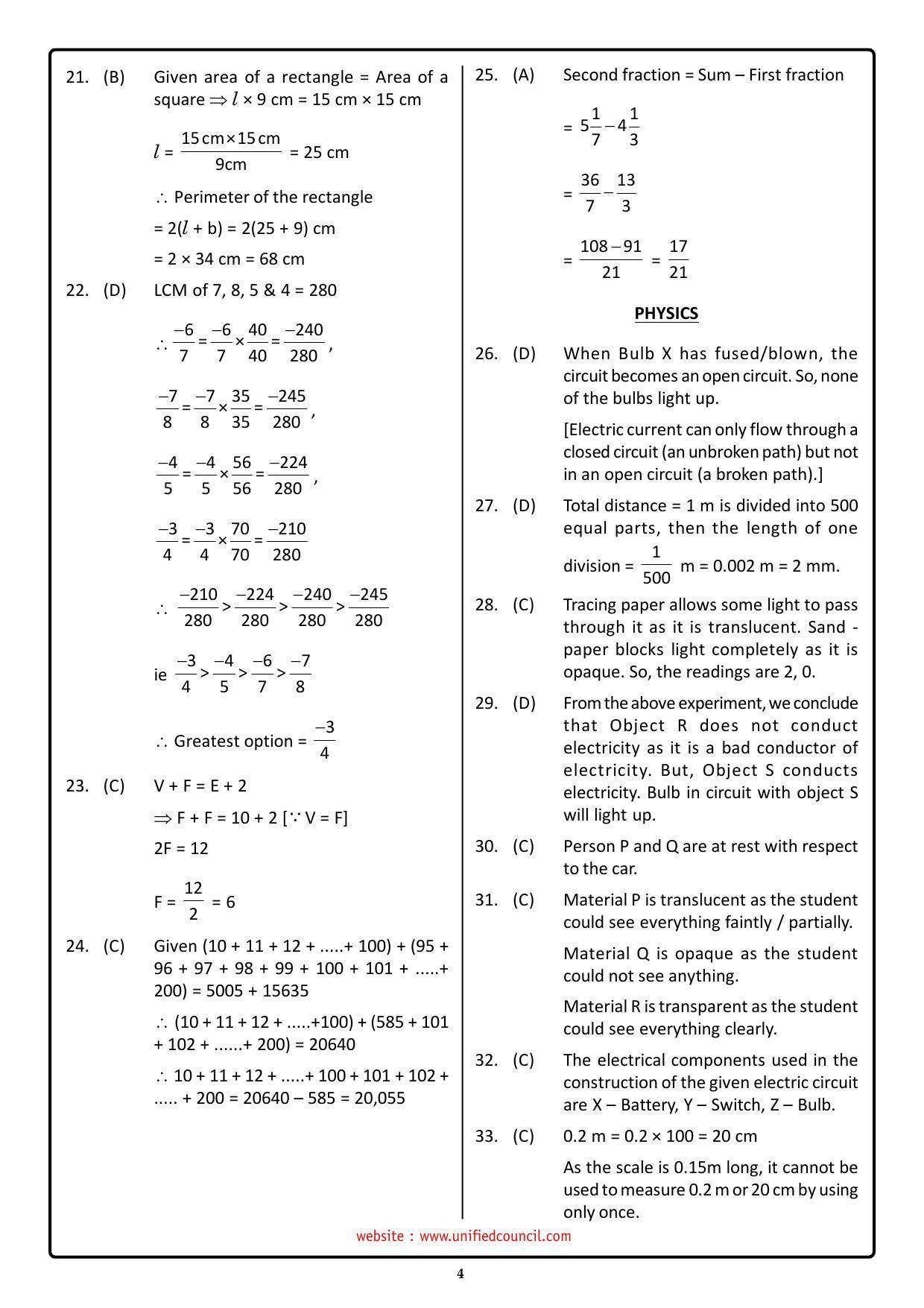NSTSE 2023 Class 6 Answer Key (Paper Code 487) - Page 4
