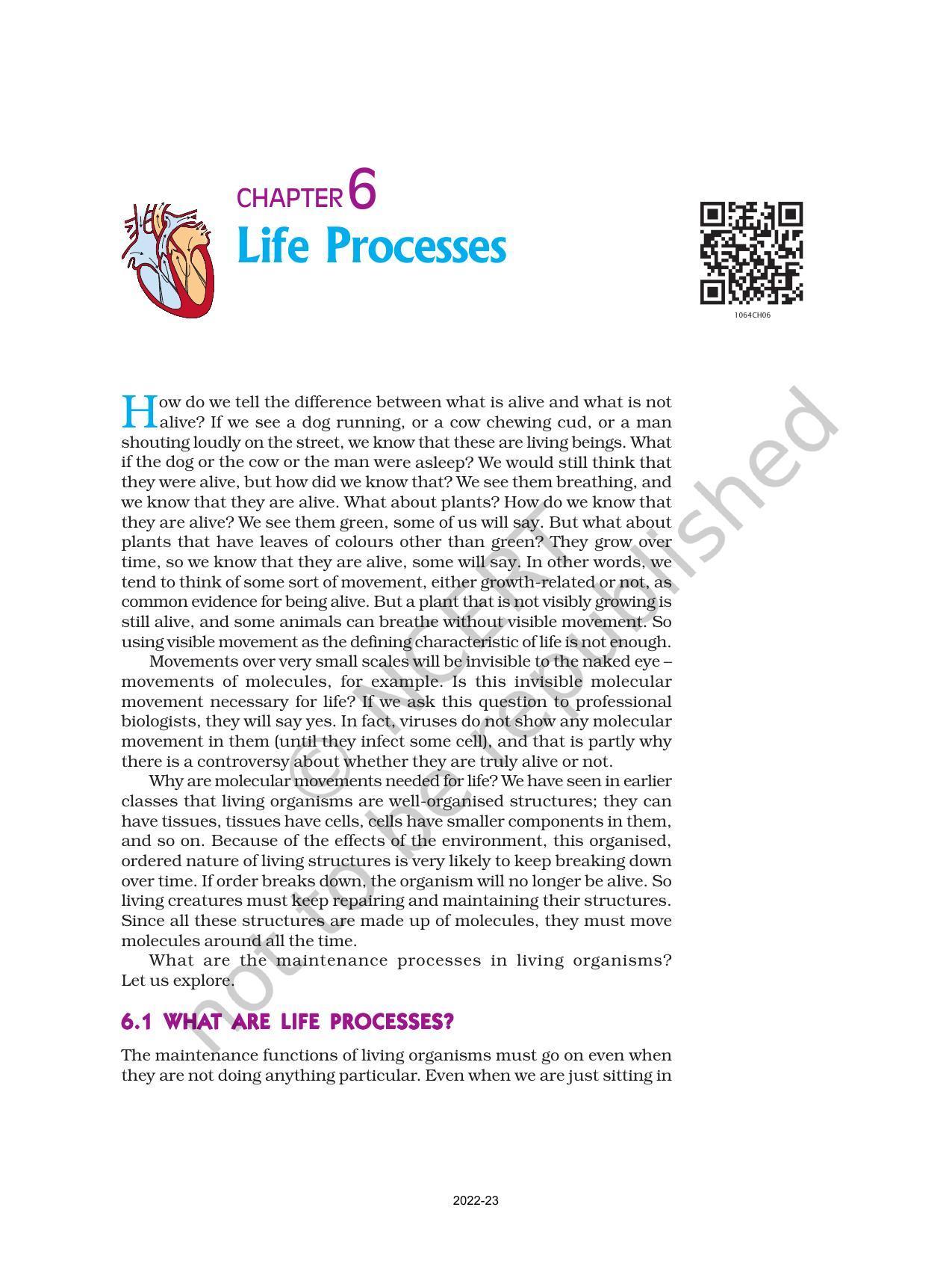 NCERT Book for Class 10 Science Chapter 6 Life Processes - Page 1