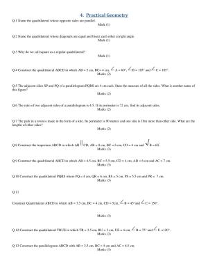 CBSE Worksheets for Class 8 Mathematics Practical Geometry Assignment 1