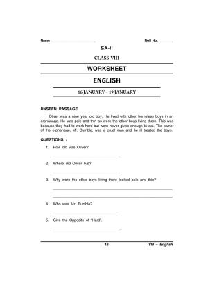CBSE Worksheets for Class 8 English Assignment 92