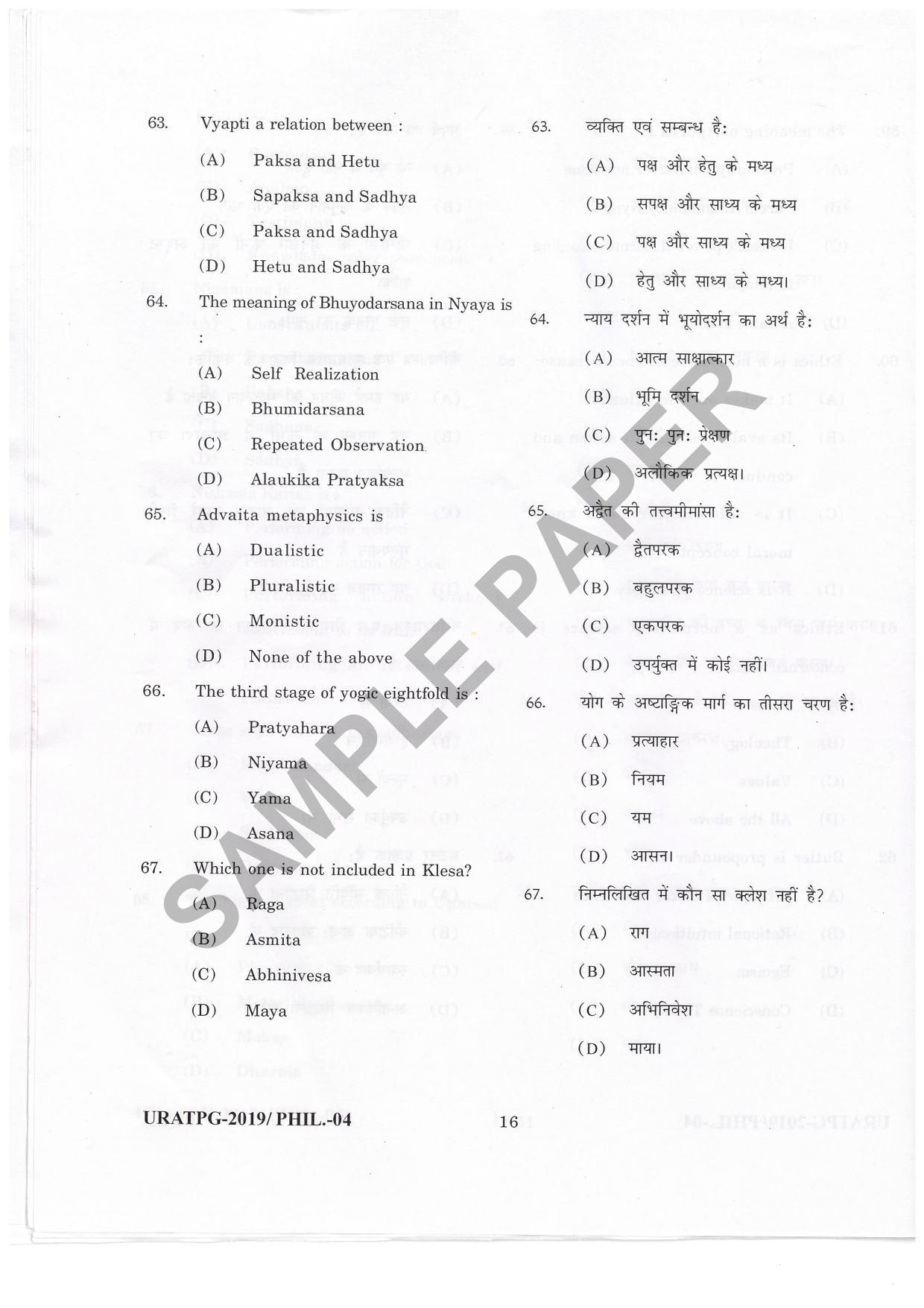 URATPG Philosophy Sample Question Paper 2019 - Page 15