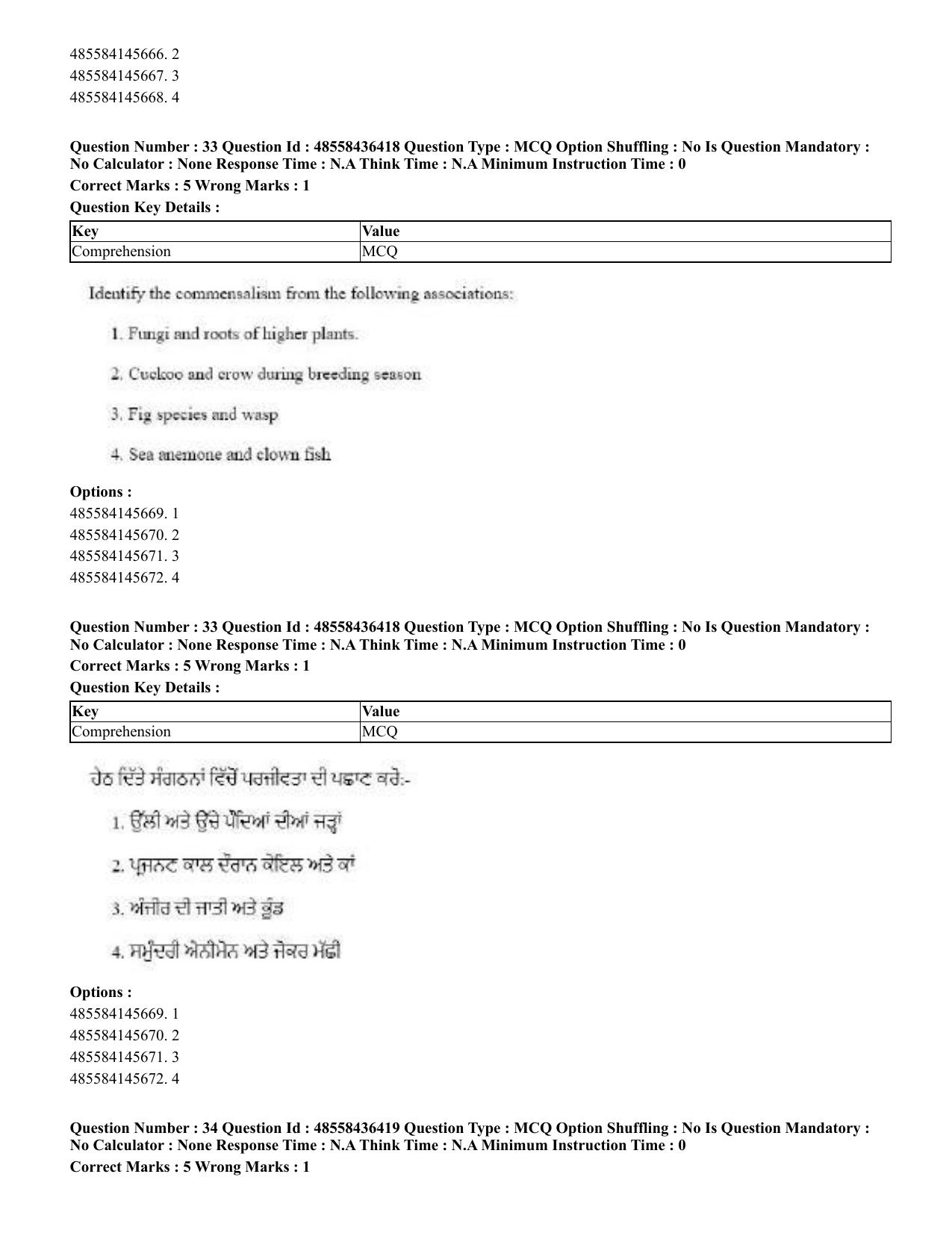 CUET 2023 English Punjabi Shift 3 Question Papers - 22 June 2023 - Page 36