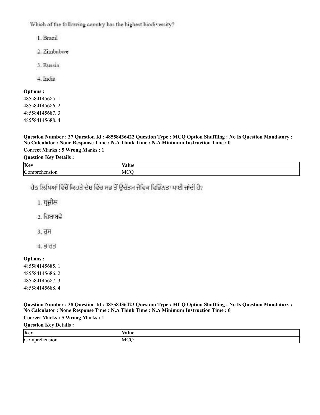 CUET 2023 English Punjabi Shift 3 Question Papers - 22 June 2023 - Page 40