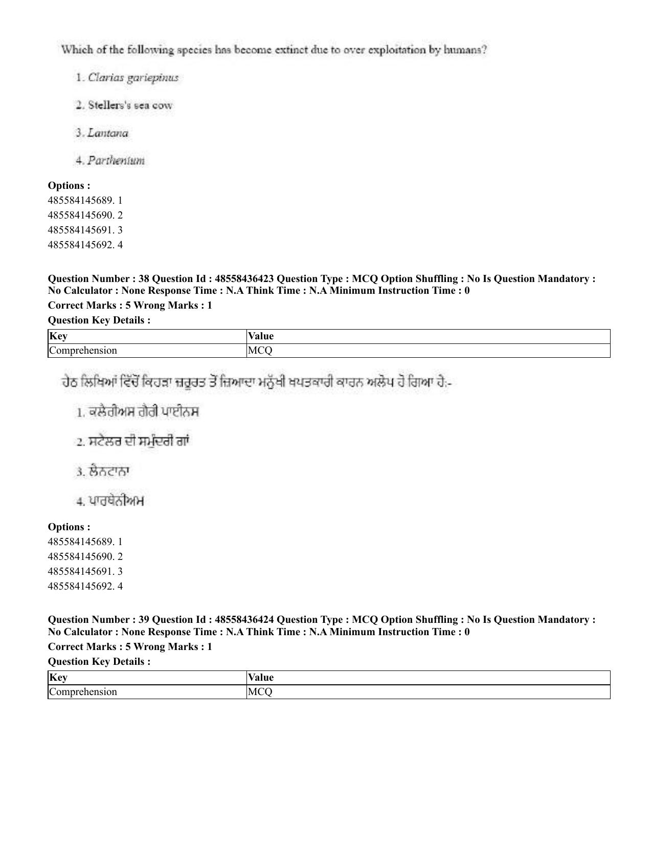 CUET 2023 English Punjabi Shift 3 Question Papers - 22 June 2023 - Page 41
