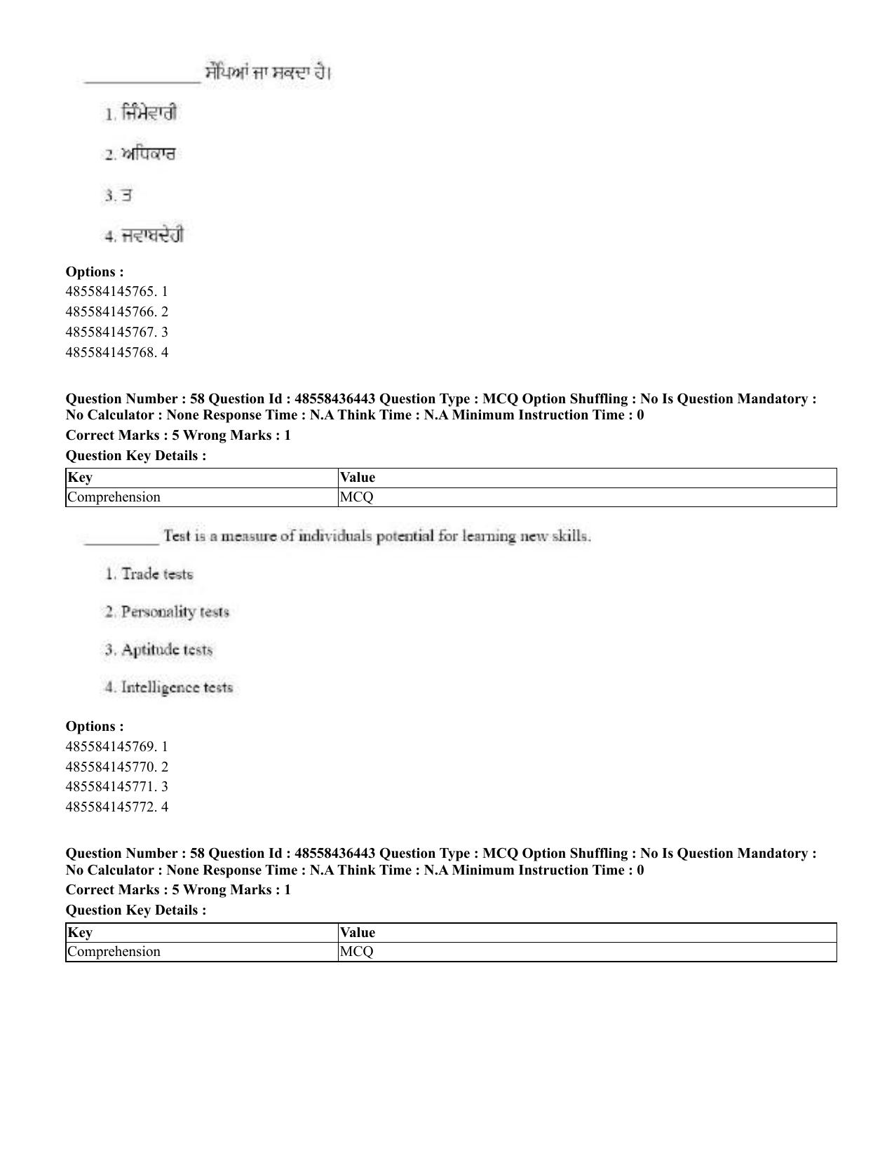 CUET 2023 English Punjabi Shift 3 Question Papers - 22 June 2023 - Page 68