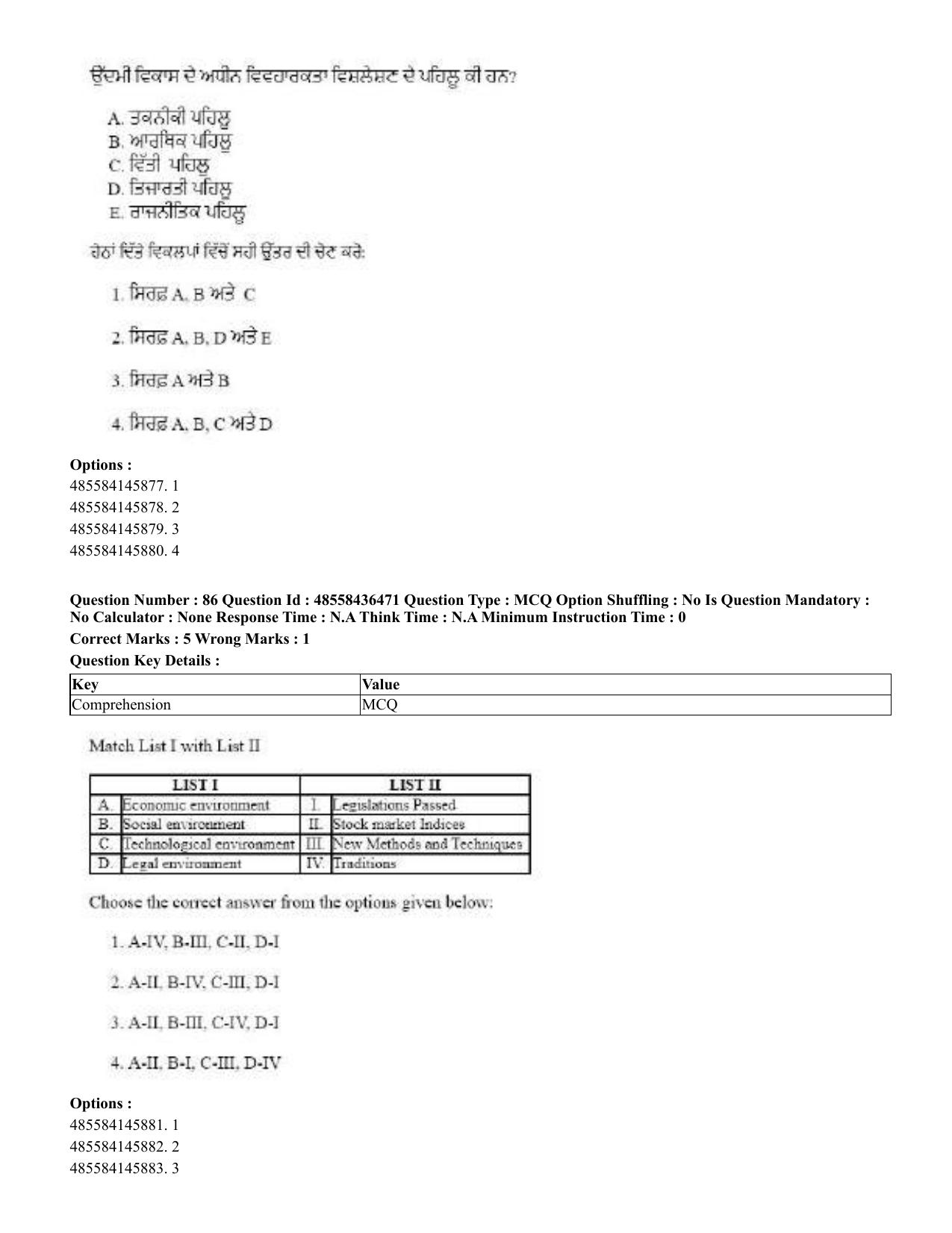 CUET 2023 English Punjabi Shift 3 Question Papers - 22 June 2023 - Page 99