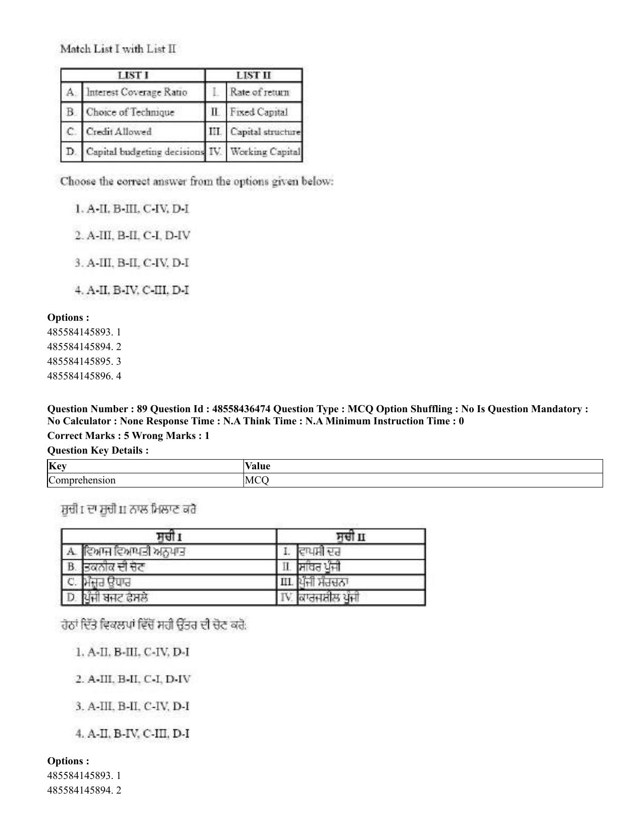 CUET 2023 English Punjabi Shift 3 Question Papers - 22 June 2023 - Page 104