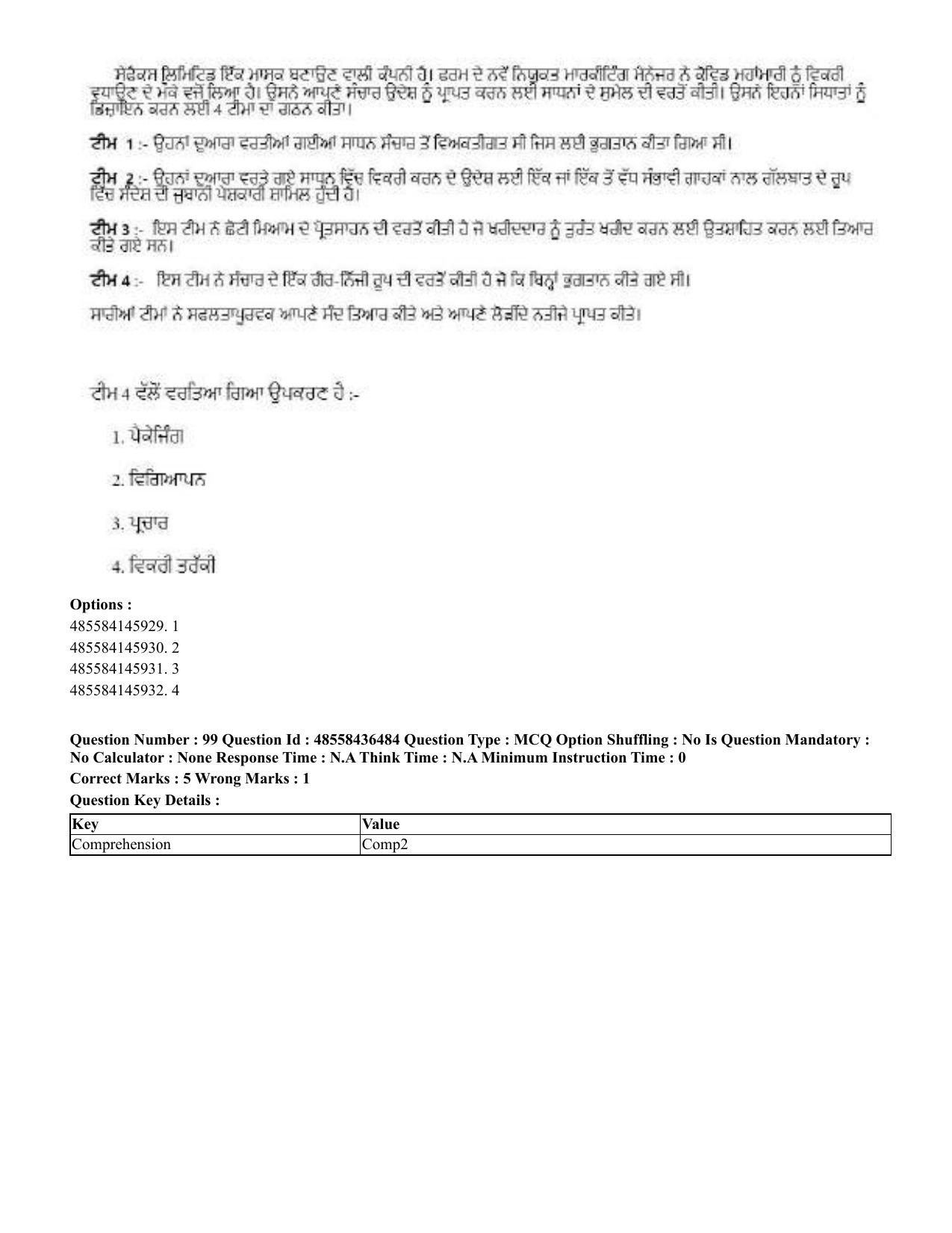 CUET 2023 English Punjabi Shift 3 Question Papers - 22 June 2023 - Page 118