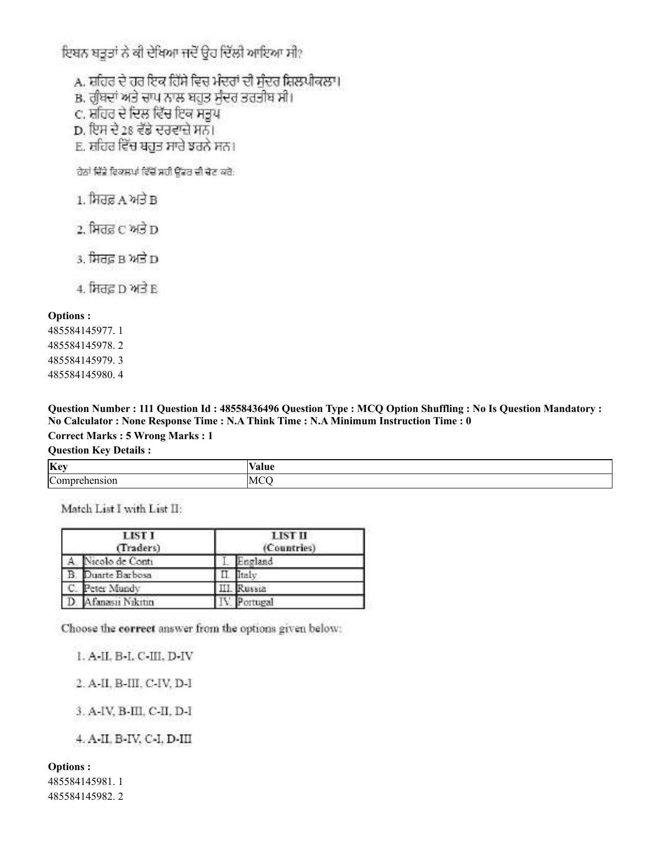 CUET 2023 English Punjabi Shift 3 Question Papers - 22 June 2023 - Page 133
